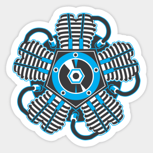 Radial Engine Two-tone Aqua Sticker